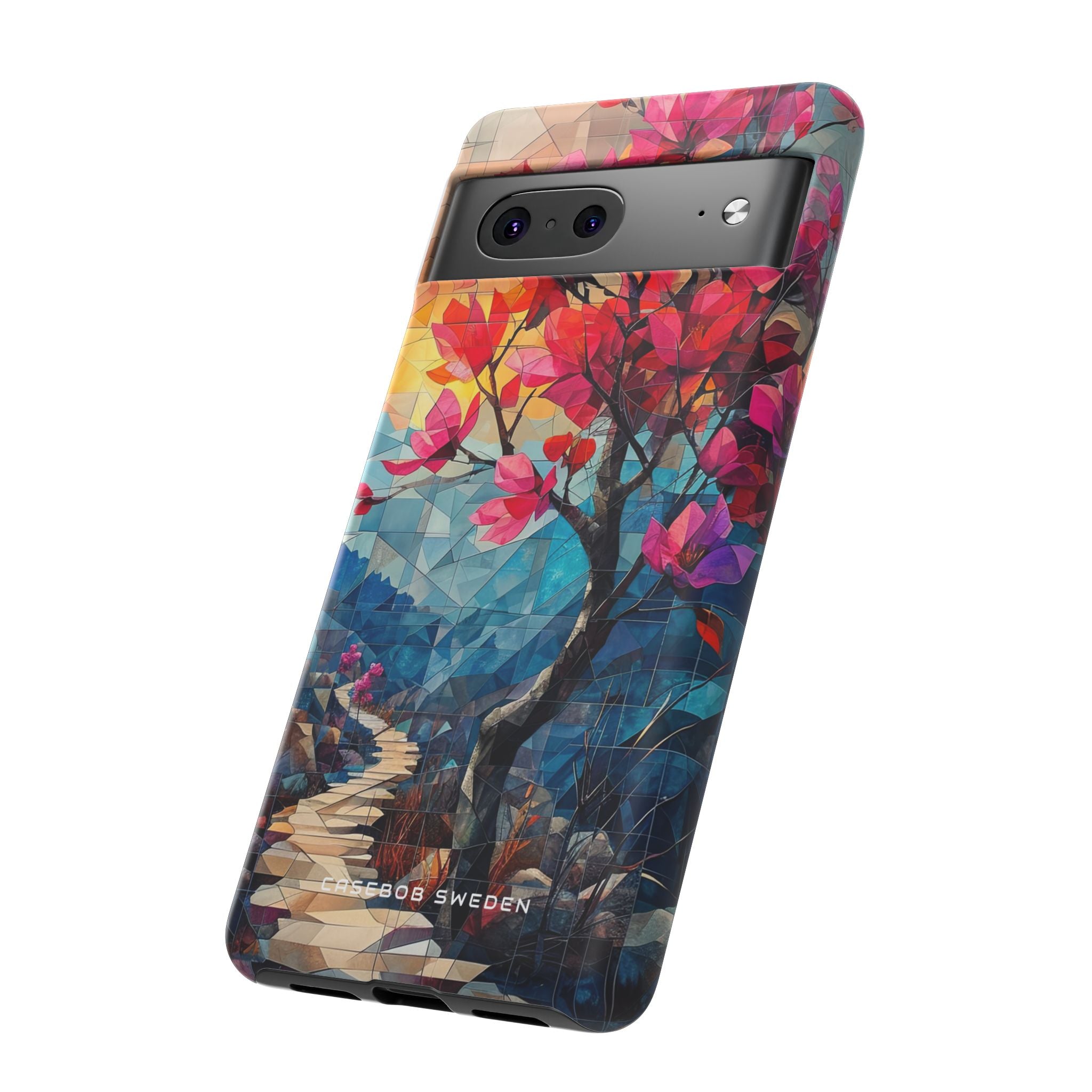 Vibrant Geometric Tree Landscape Google Pixel 7 - Tough Phone Case