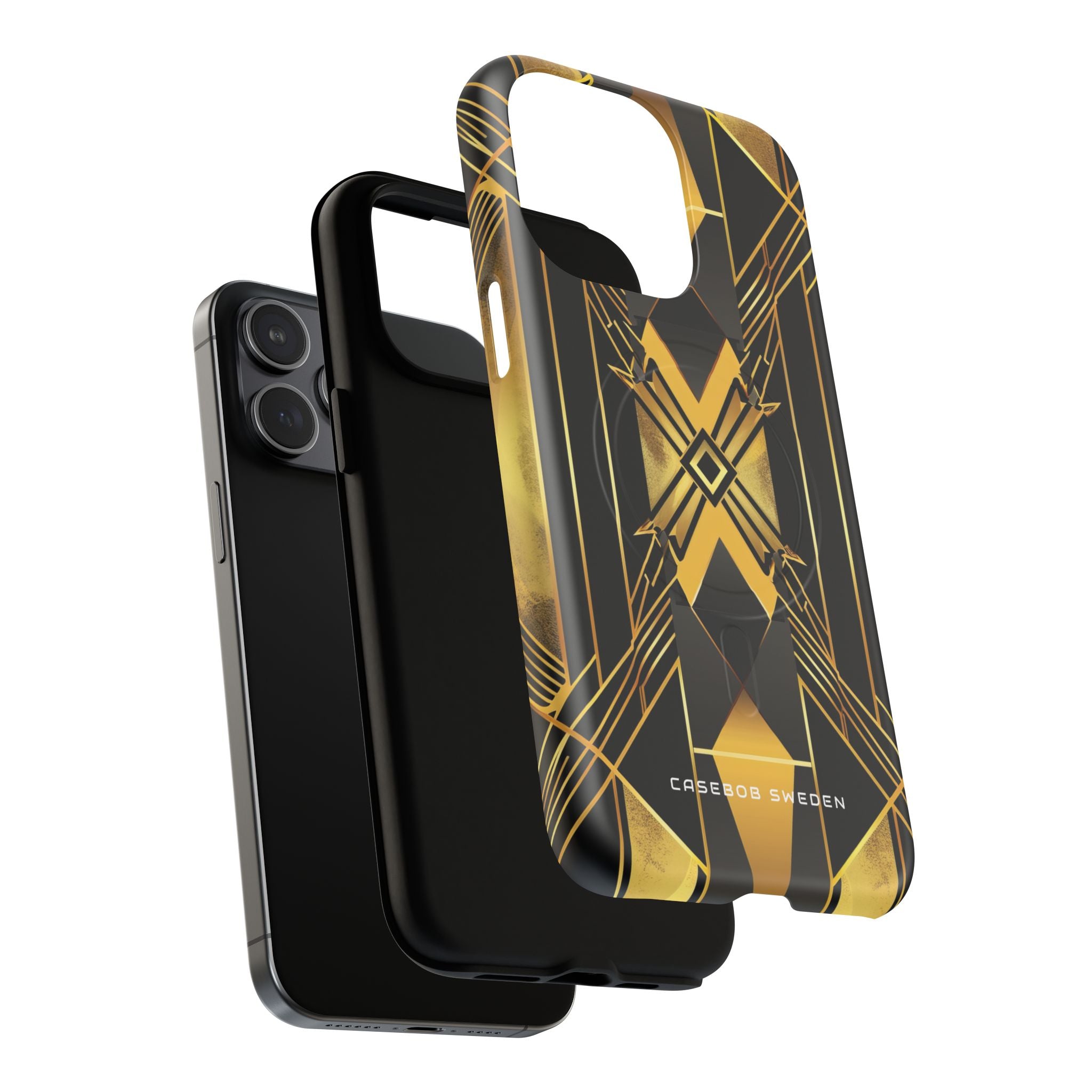 Golden Geometric Elegance iPhone 15 | Tough+ Phone Case