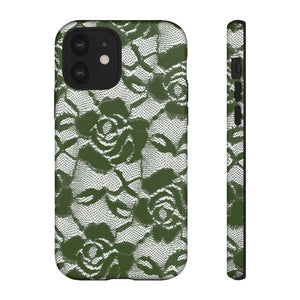 Green Lace Gothic Flower - Protective Phone Case