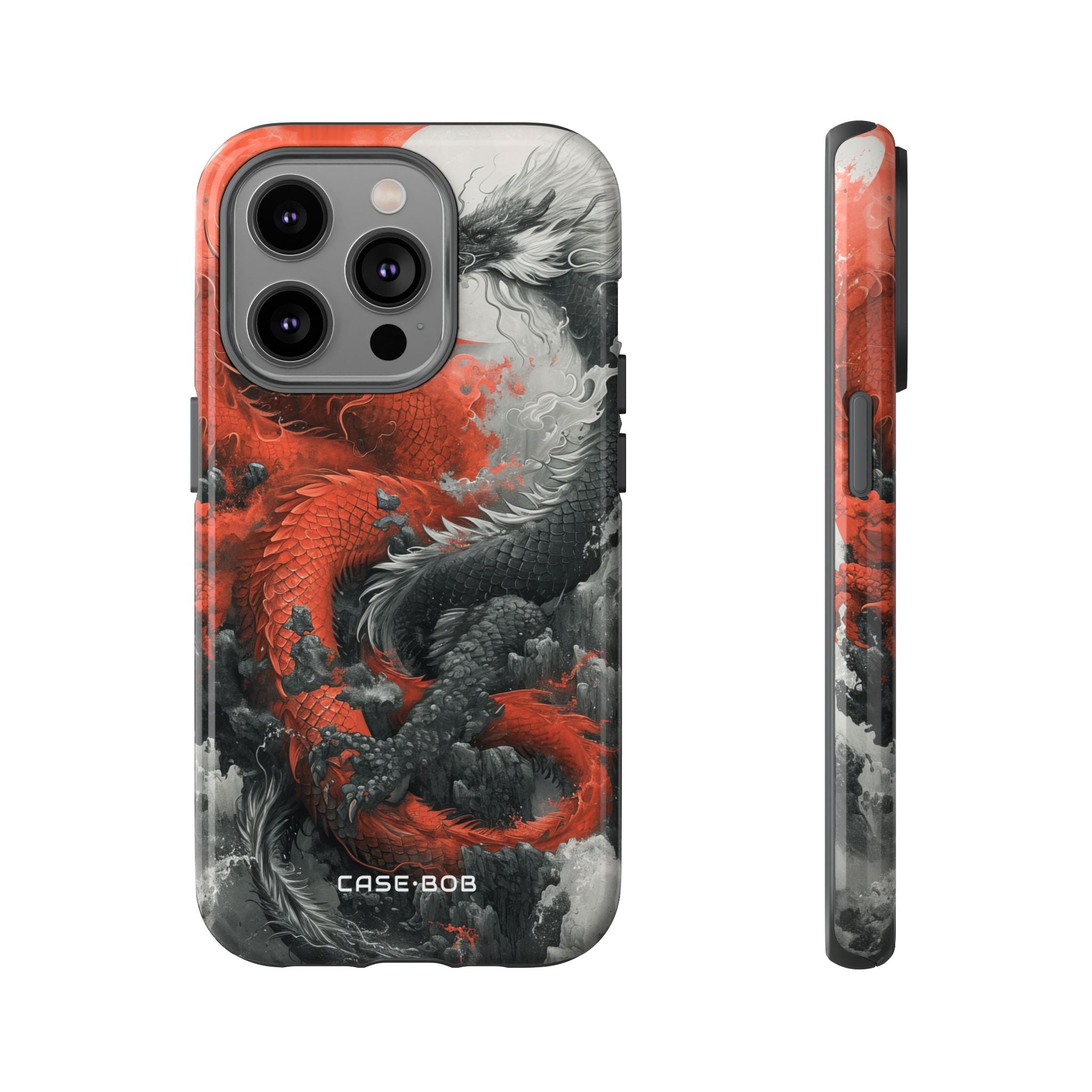 Twin Dragons Crimson iPhone 14 Pro Case - Tough