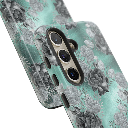 Teal Floral Elegance - Samsung Case