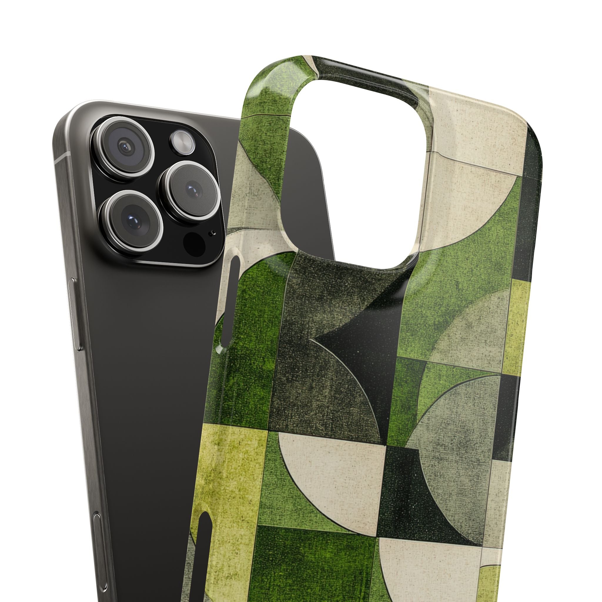 Green Geometric Harmony - Slim iPhone 16 Phone Case