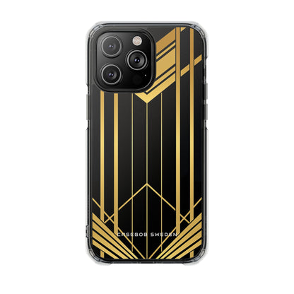 "Golden Art Deco Symmetry in Geometric Elegance" iPhone 14 - Clear Impact Phone Case