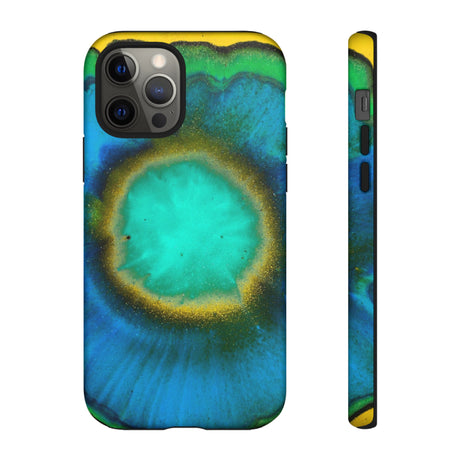 Neon Blue Ink Art iPhone Case (Protective) iPhone 12 Pro Matte Phone Case