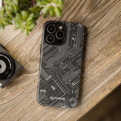 Circuitry Dreams: Abstract Black Design - for iPhone 16