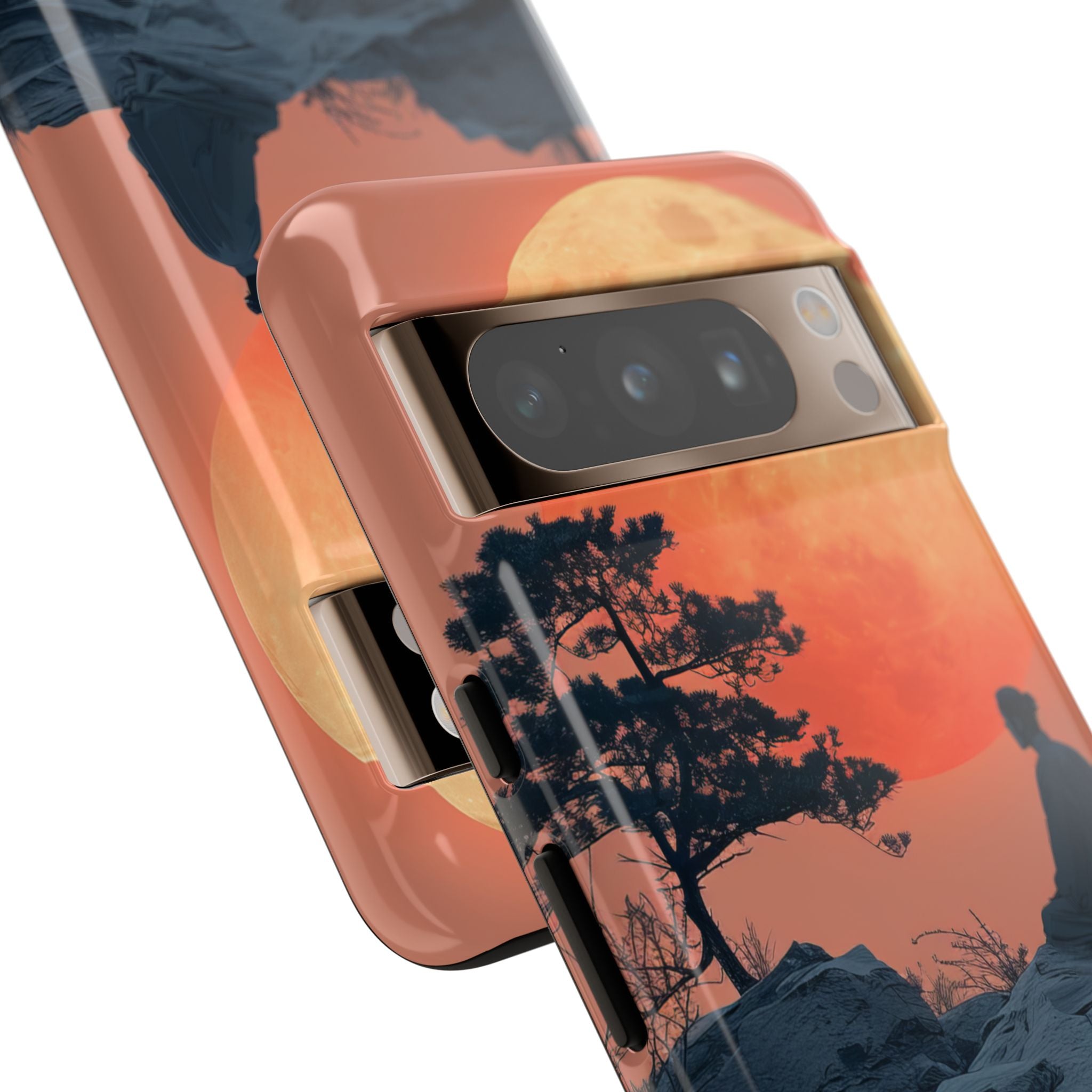 Zen Tranquility Under a Red Moon Google Pixel 8 - Tough Phone Case