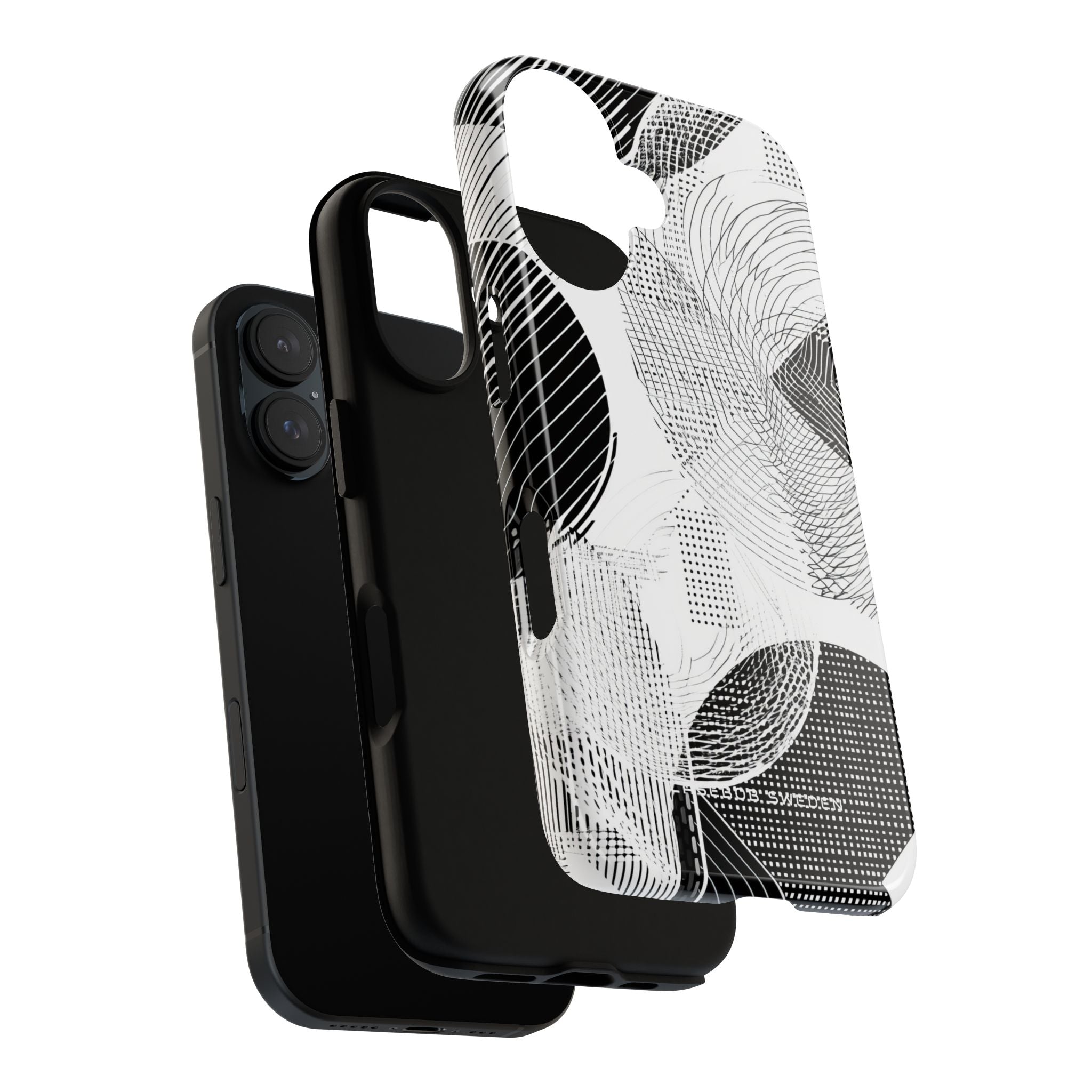 Geometric Monochrome Flow iPhone 16 - Tough Phone Case