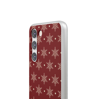 Cream Snowflake Crimson Samsung S23 Case - Soft