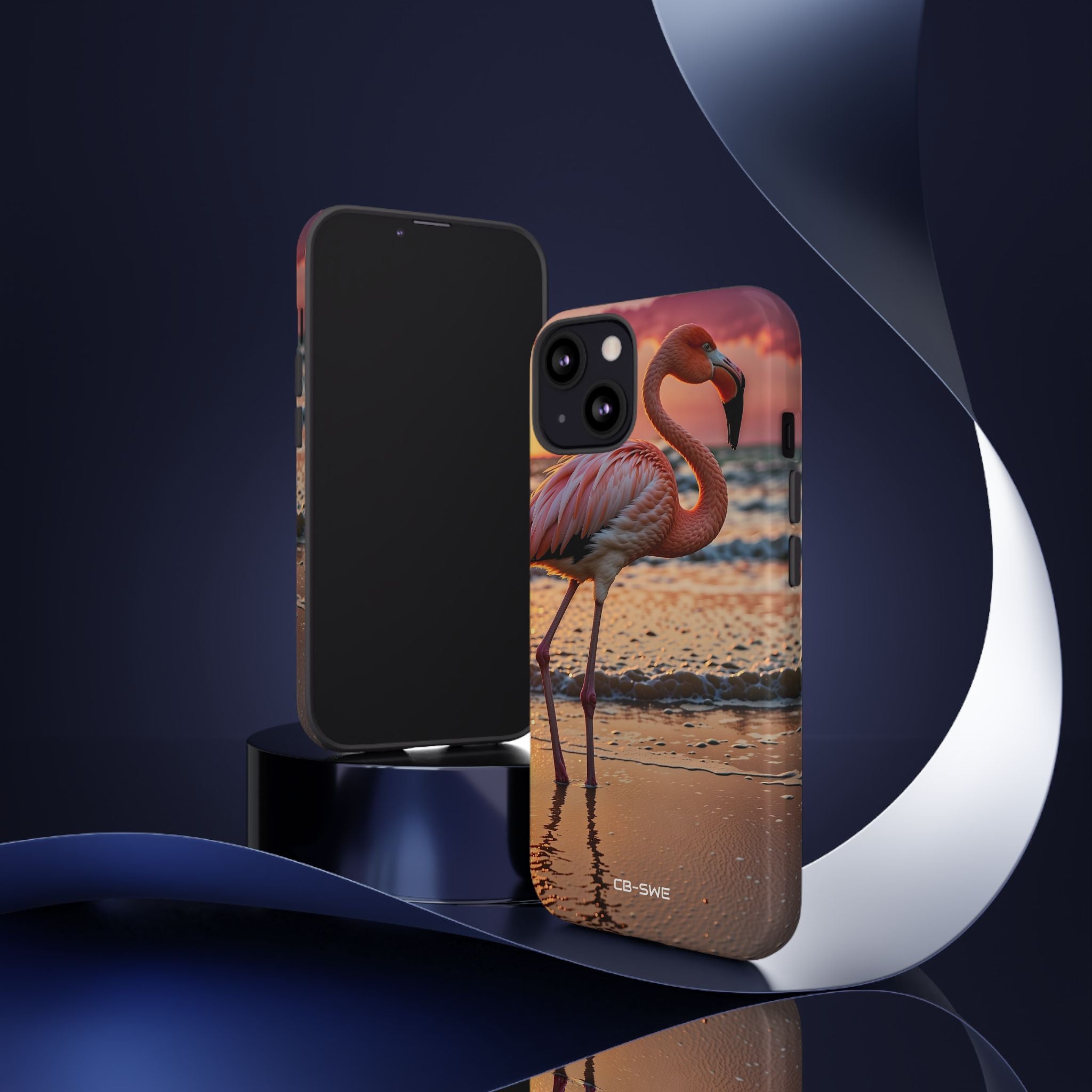 Sunset Flamingo Stand - iPhone Case