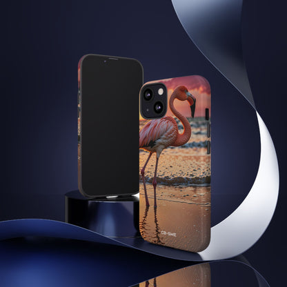 Sunset Flamingo Stand - iPhone Case