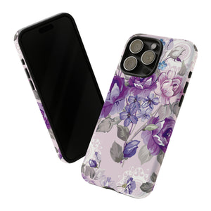 Beautiful vintage purple flower iPhone case (Protective) - Protective Phone Case