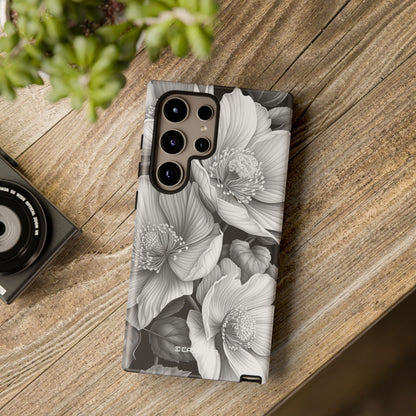 Elegant Monochrome Floral Art - For Samsung S24