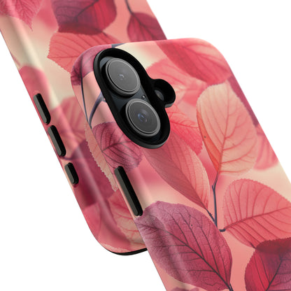 Elegant Pink Leaves iPhone 16 - Tough Phone Case