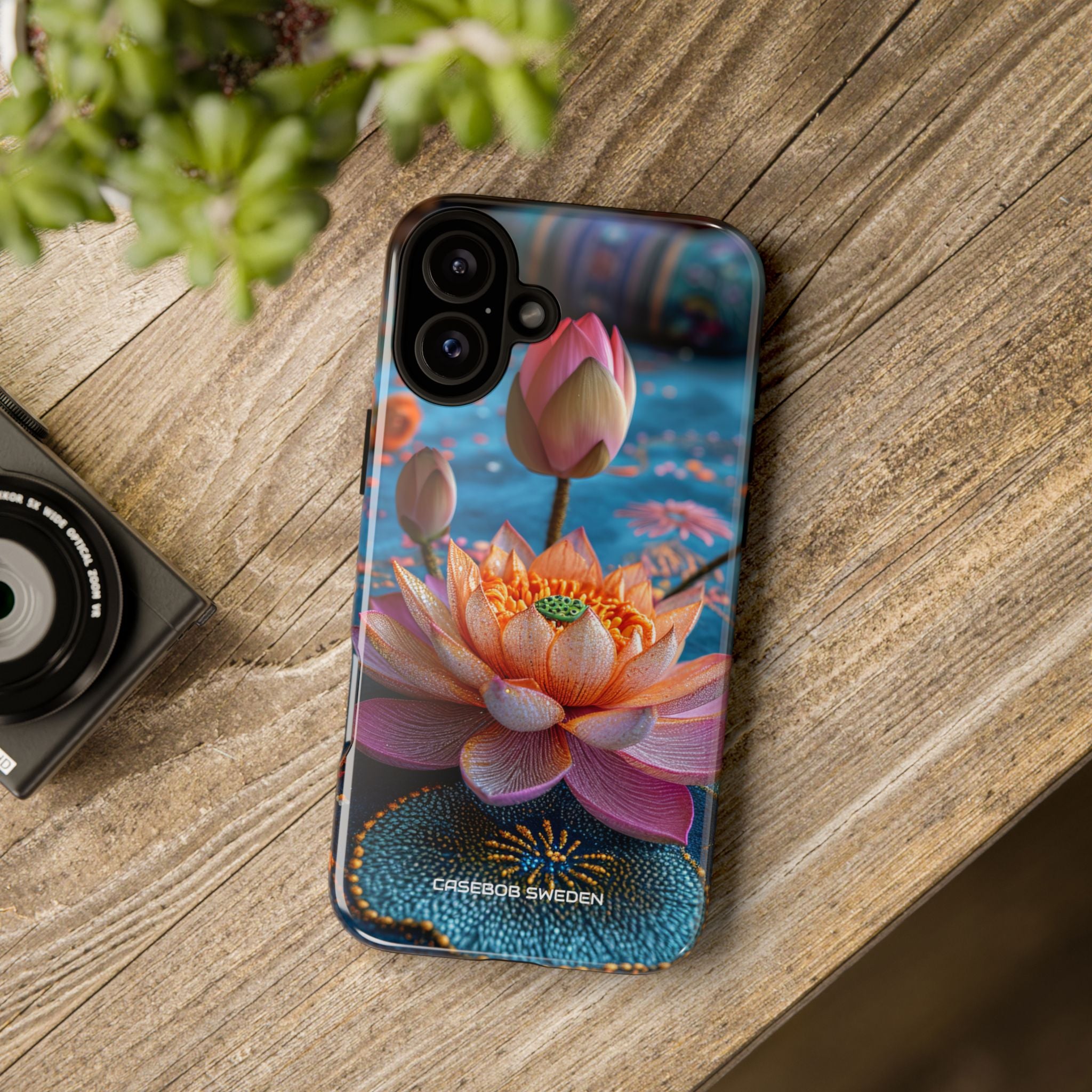 Vibrant Lotus Embroidery - Tough iPhone 16 Phone Case