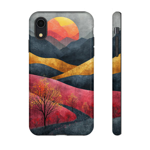 Nature's Geometry: Bright Sunset Mountain - Protective Phone Case