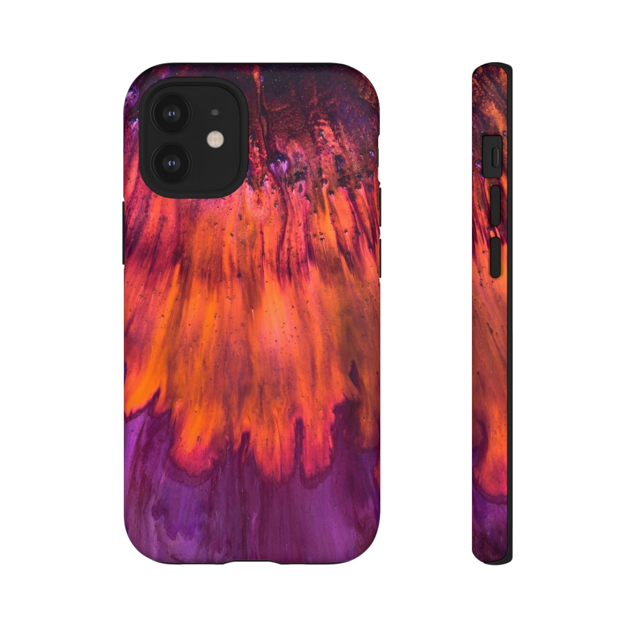 Orange Flow Ink Art iPhone Case (Protective) iPhone 12 Mini Matte Phone Case