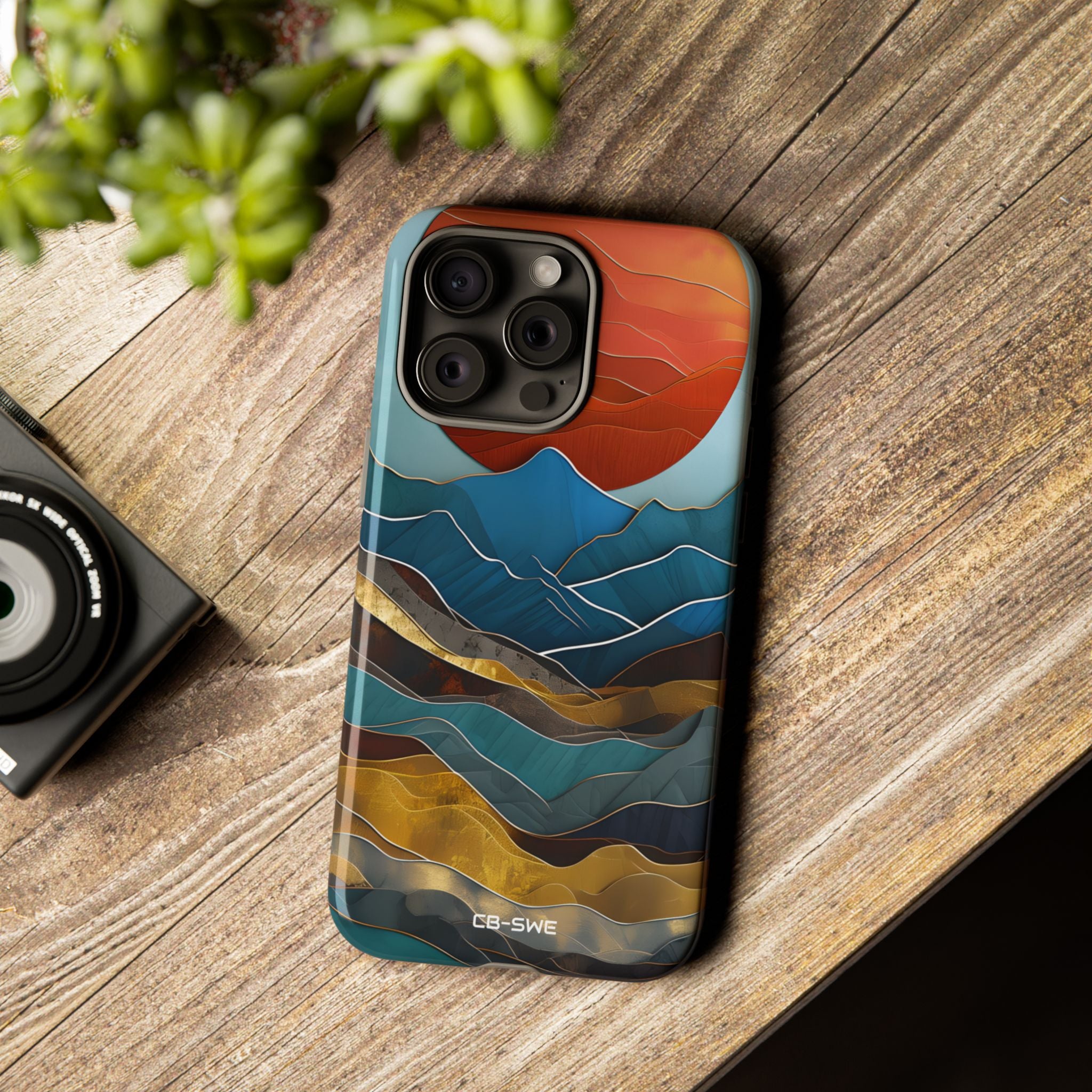 Sunset Geometry Waves - iPhone Case