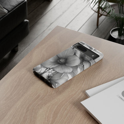 Grayscale Floral Harmony Google Pixel 7 - Tough