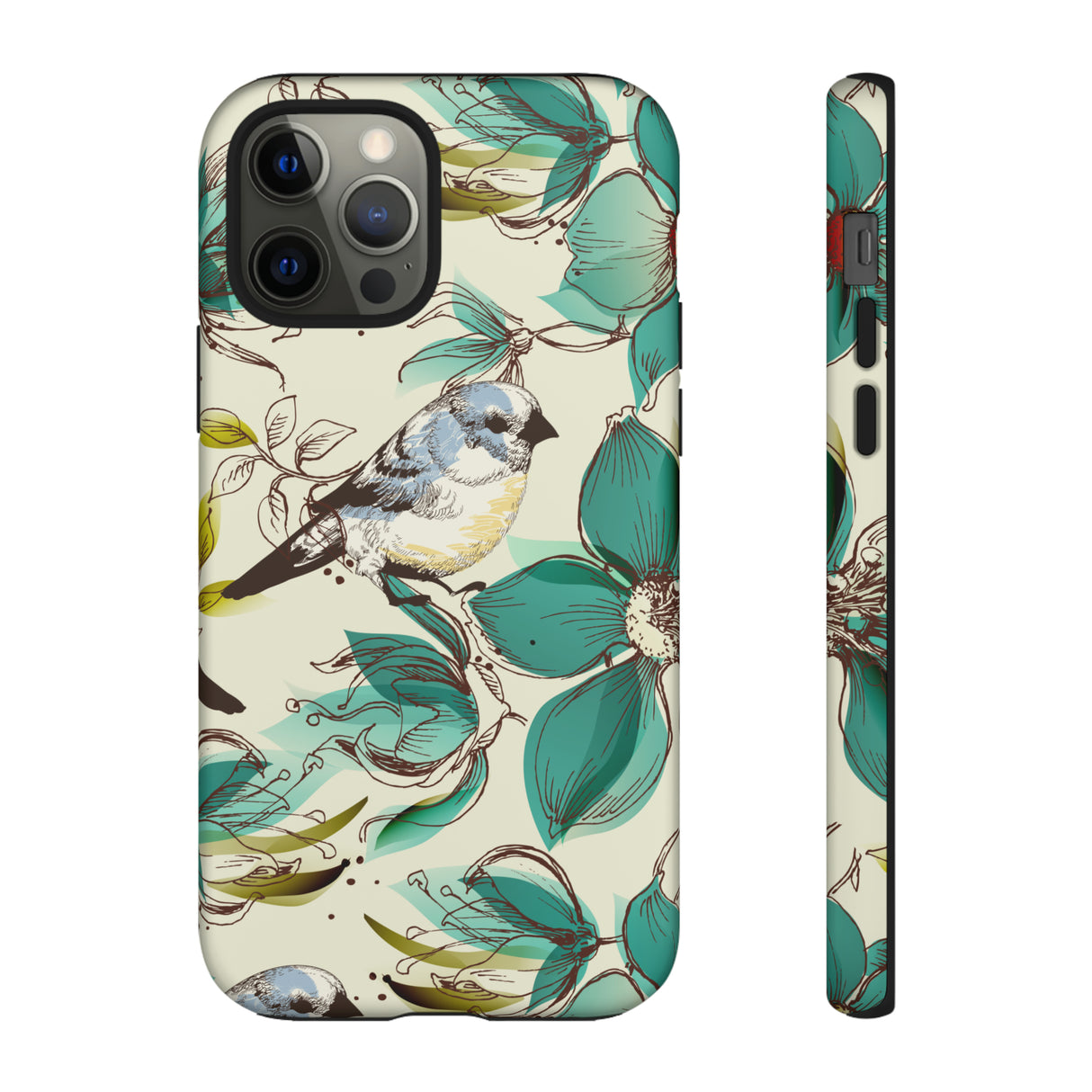 Cute Flowers and Birds iPhone case (Protective) - Protective Phone Case