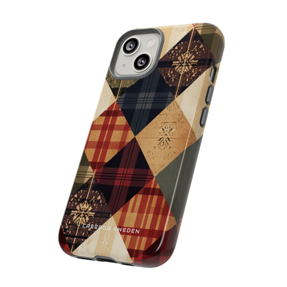 Rustic Geometric Patchwork Harmony iPhone 14 - Tough Phone Case