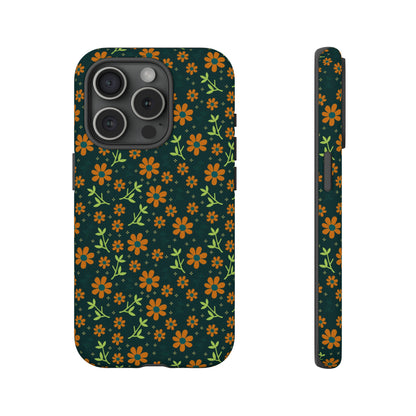 Green Flower Pattern - Protective Phone Case