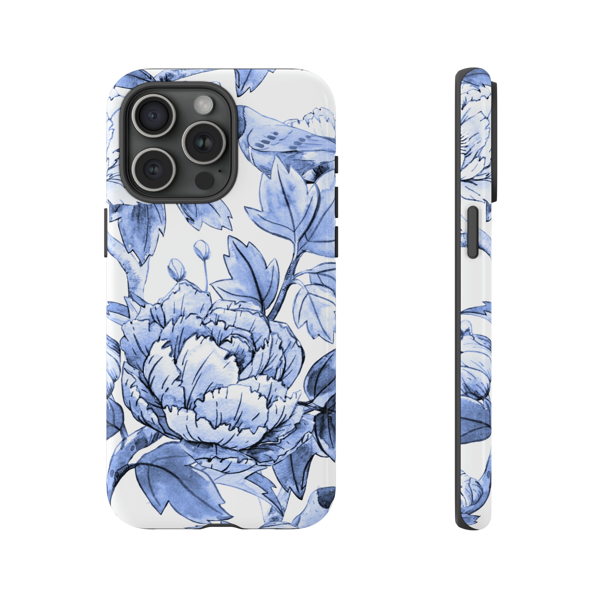 Watercolor Blue Floral - Protective Phone Case