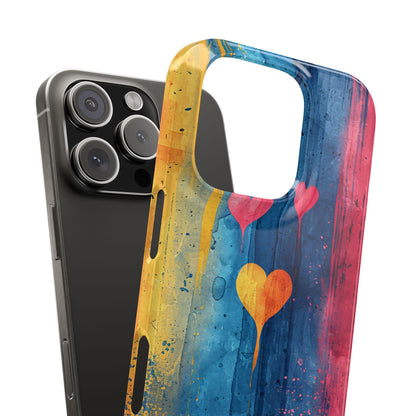 Hearts Watercolor Art - Slim iPhone 16 Phone Case