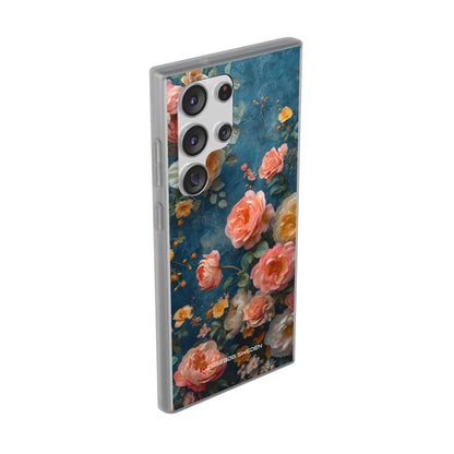 Blue Floral Elegance - Flexi Samsung S23 Phone Case