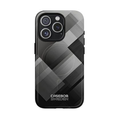 Grayscale Geometric Layers iPhone 15 - Tough+