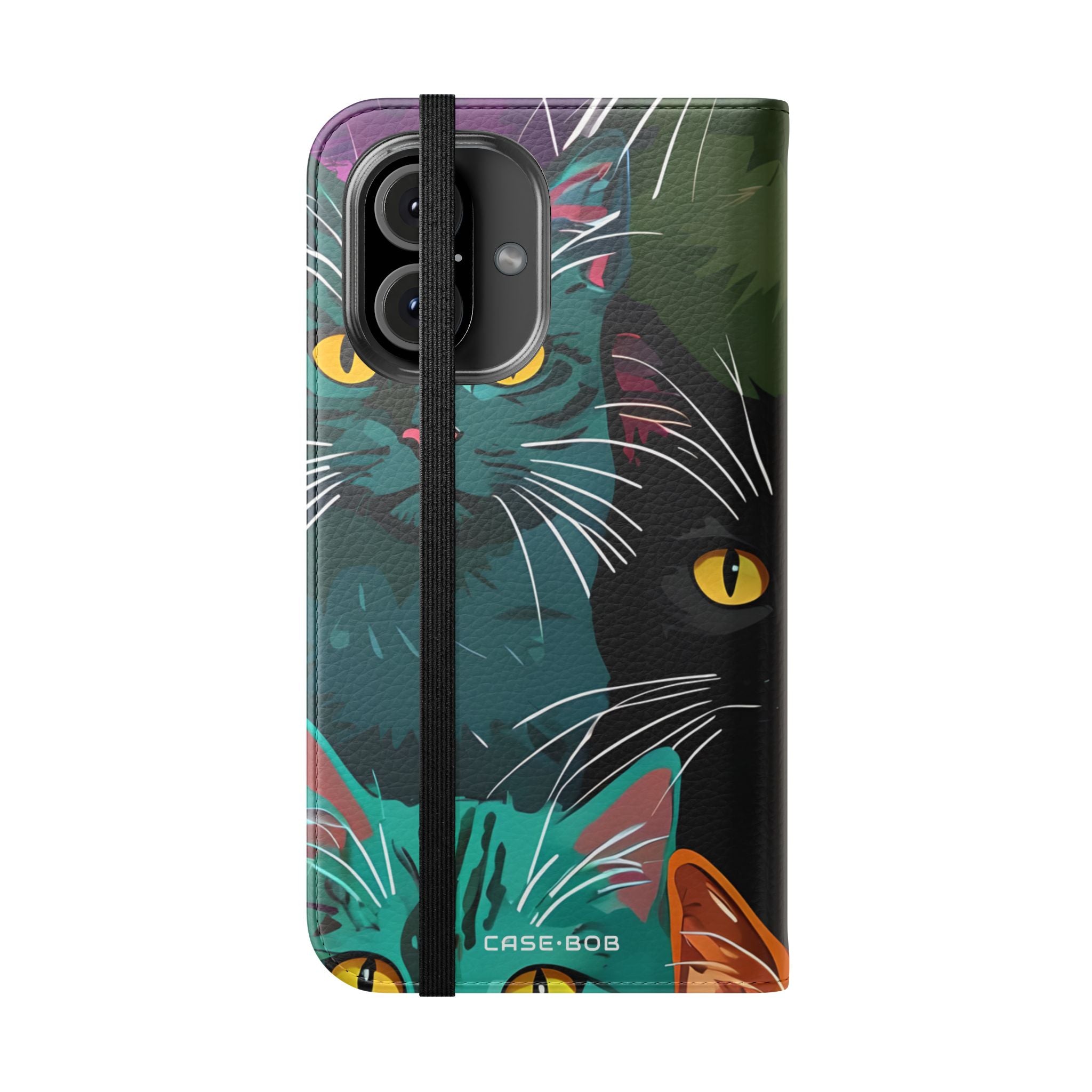 Cat Grid Neon - iPhone 16  Case - Wallet