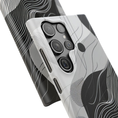 Fluid Rhythms: Monochrome Line Flow Samsung S23 - Slim Phone Case