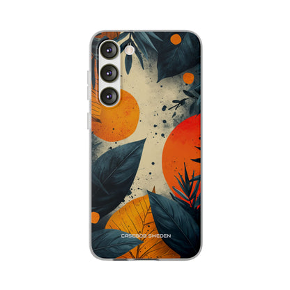 Tropical Blue Leaves - Flexi Samsung S23 Phone Case