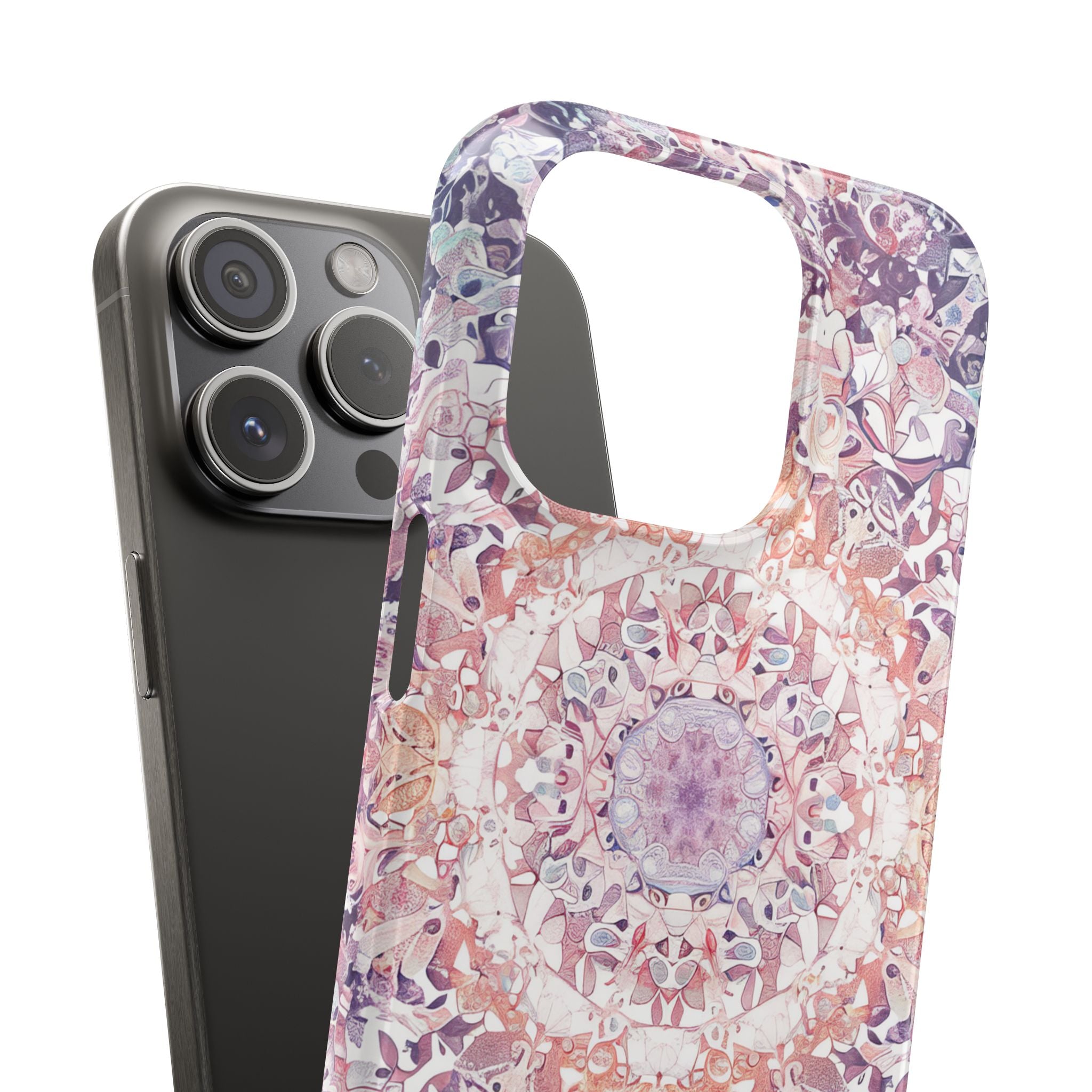 Purple Pink Mandala - Slim iPhone 15 Phone Case