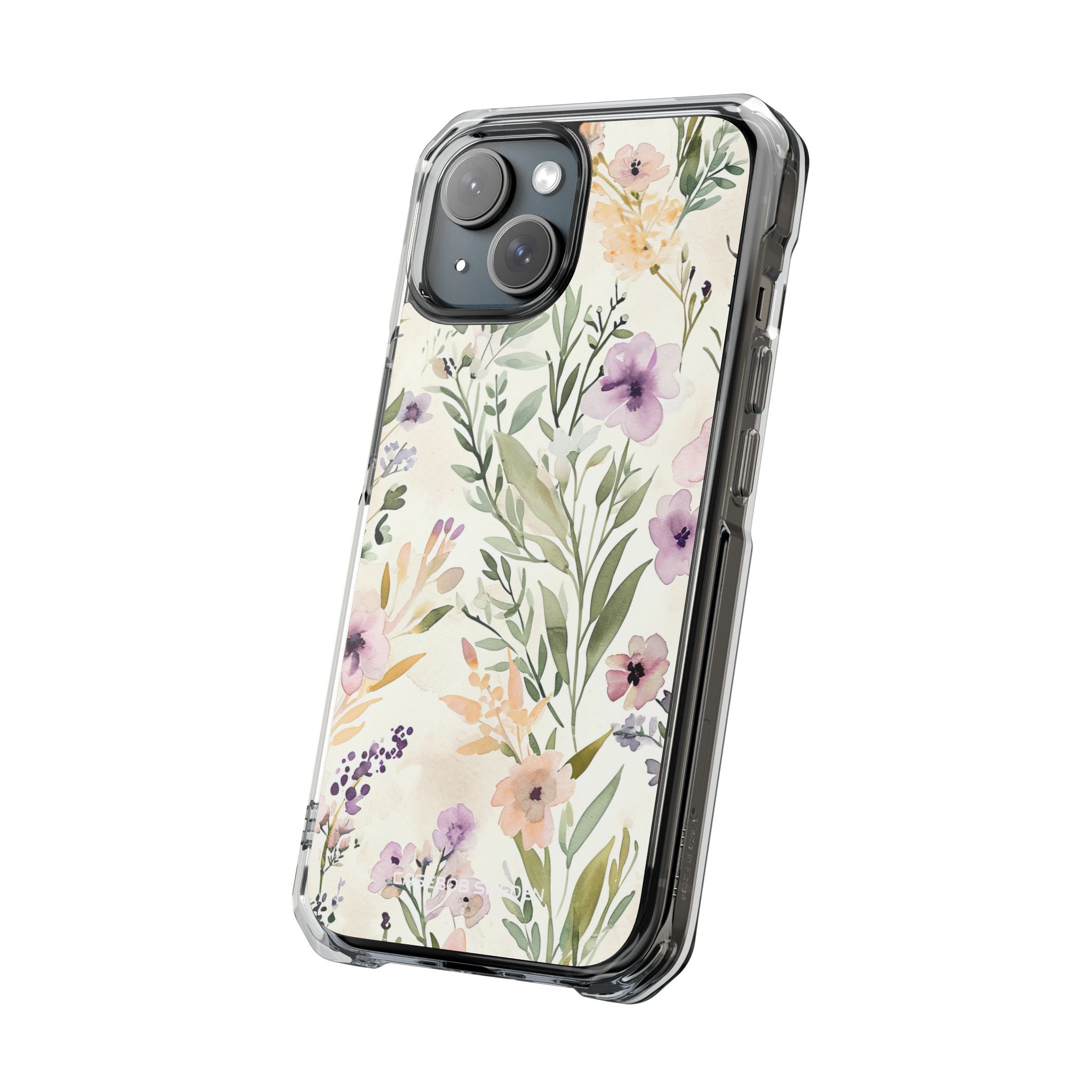 Soft Green Lavender Floral Pattern - Clear Impact iPhone 15 Phone Case