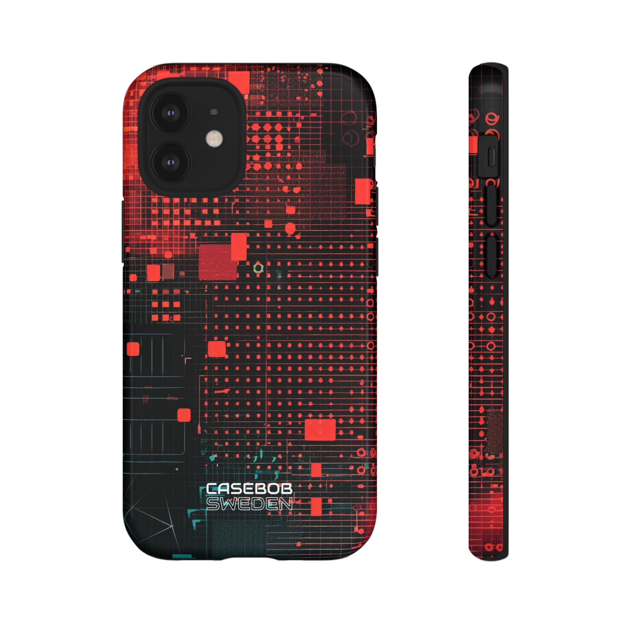 Crimson Circuit Grid iPhone 12 - Tough