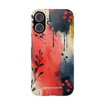 Red Blue Abstract Florals - Slim iPhone 16 Phone Case