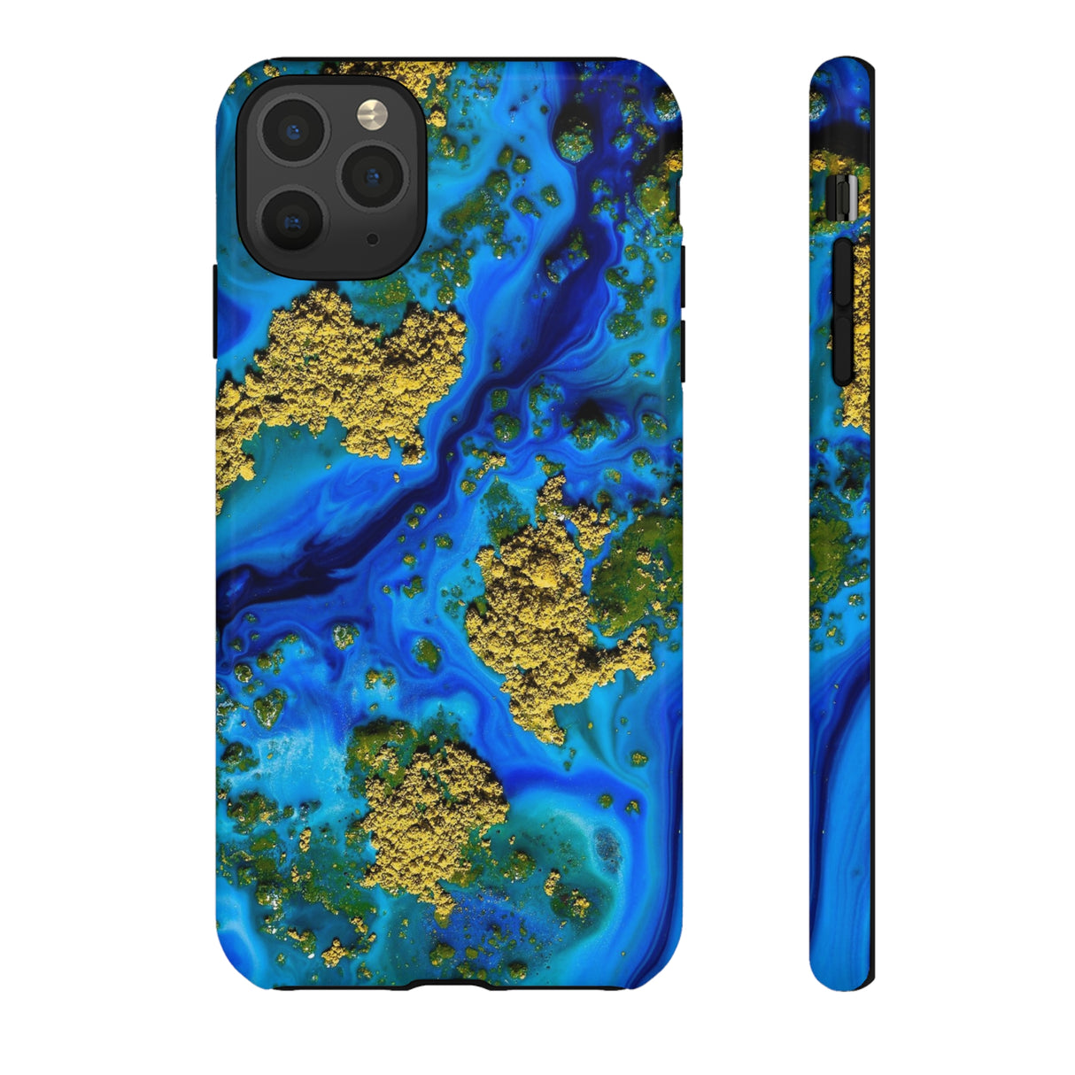 Blue Clear Ocean Ink Art iPhone Case (Protective) iPhone 11 Pro Max Glossy Phone Case