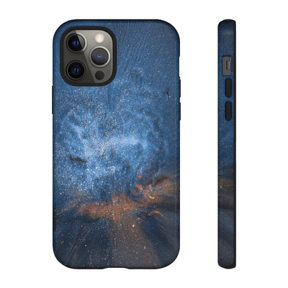 Blue Stardust Ink Art iPhone Case (Protective) iPhone 12 Pro Glossy Phone Case