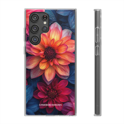 Floral Harmony Orange Blue - Flexi Samsung S22 Phone Case