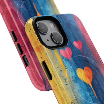 Hearts Watercolor Art - Tough + MagSafe® iPhone 14 Phone Case