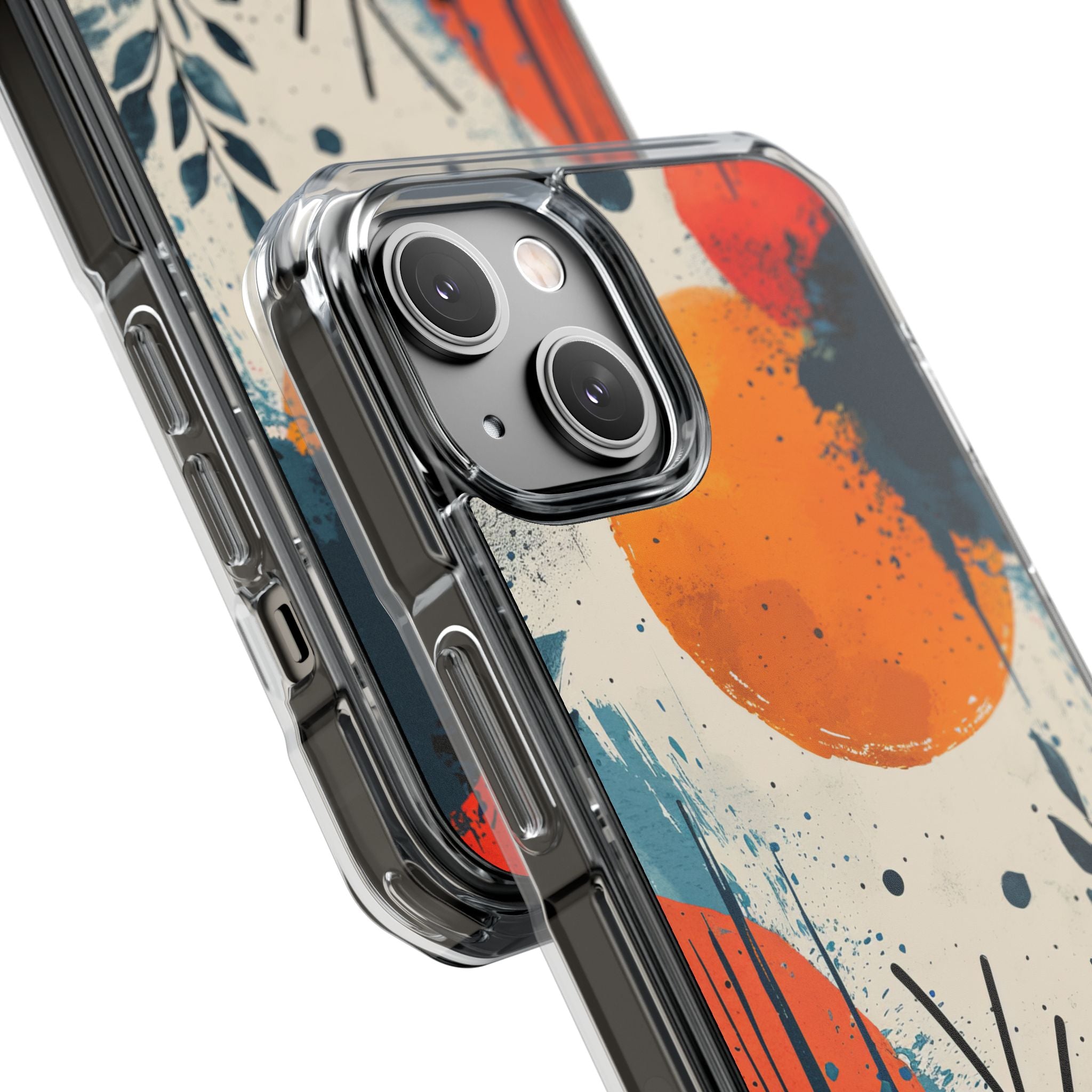 Orange Blue Splash - Clear Impact iPhone 14 Phone Case