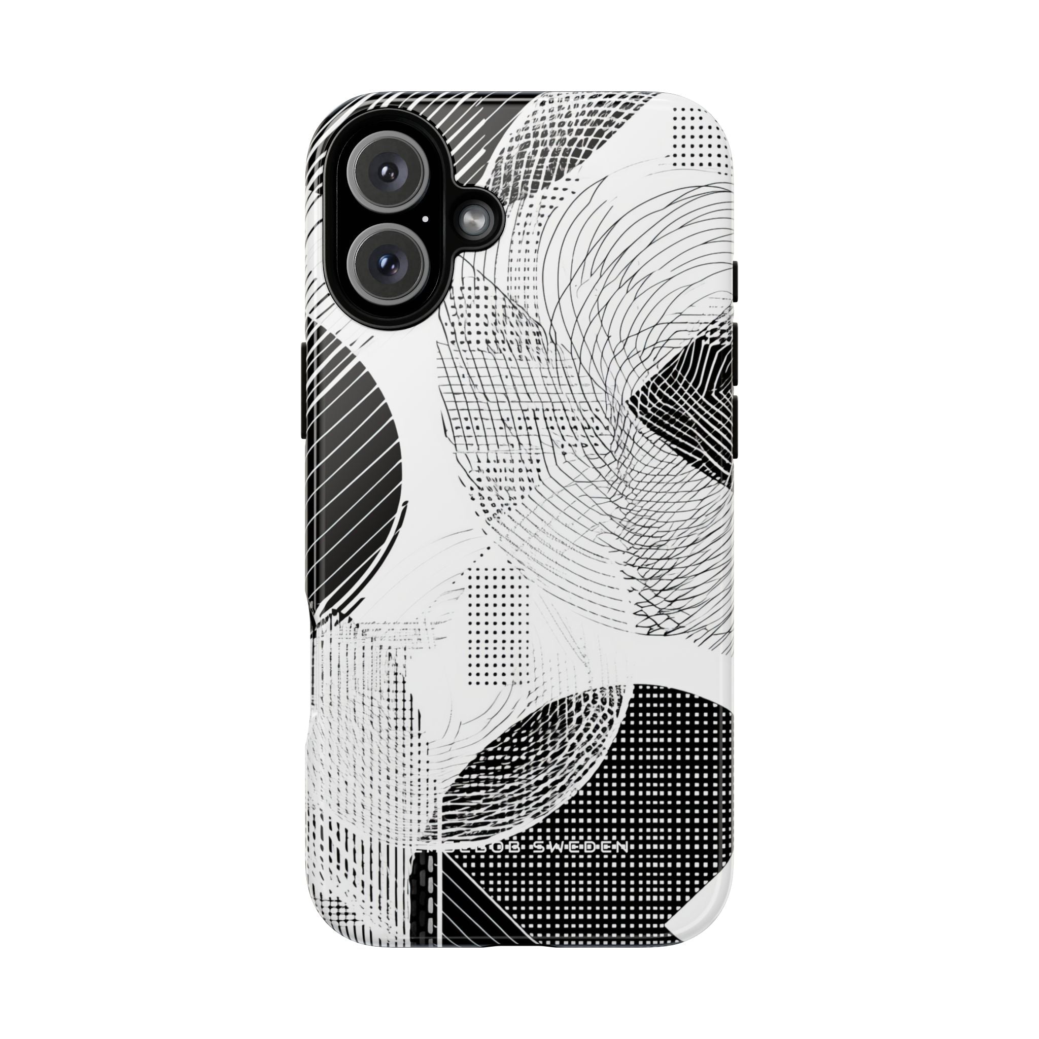 Geometric Monochrome Flow iPhone 16 - Tough Phone Case