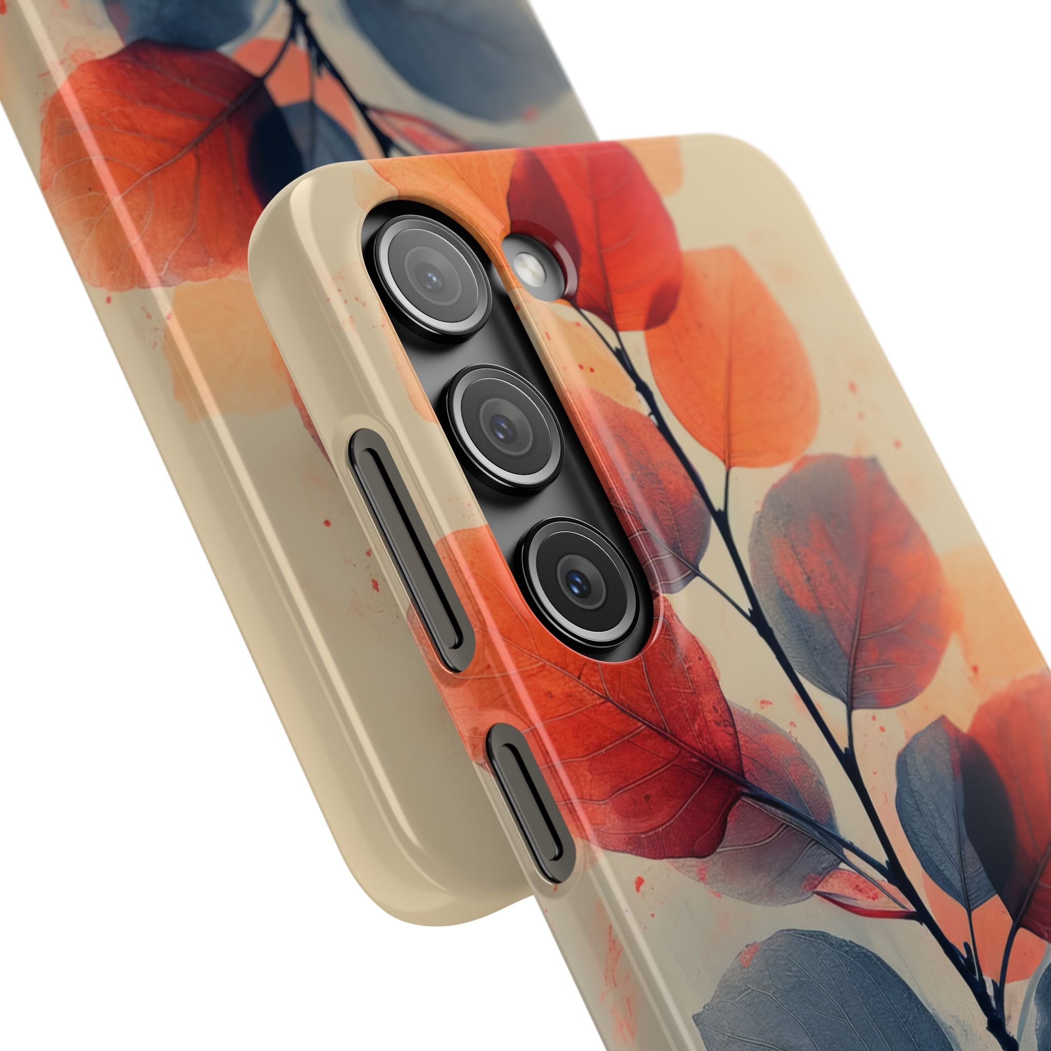 Orange Gray Leaves - Slim Samsung S23 Phone Case