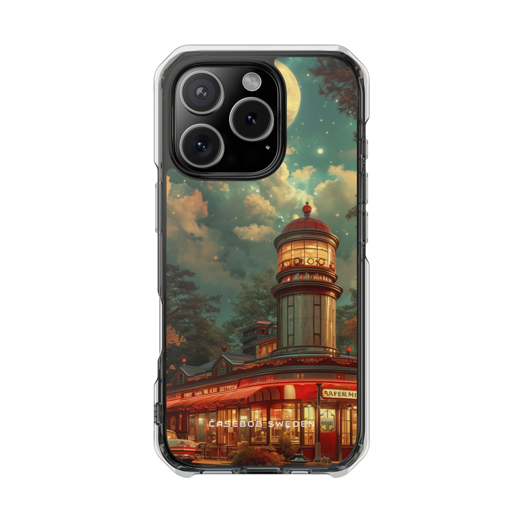 Vintage Moonlit Diner Fantasy iPhone 16 - Clear Impact Phone Case