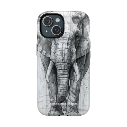 Elephant Line Geometry iPhone 15 | Tough+ Phone Case