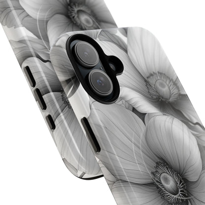 Grayscale Floral Harmony iPhone 16 - Tough+