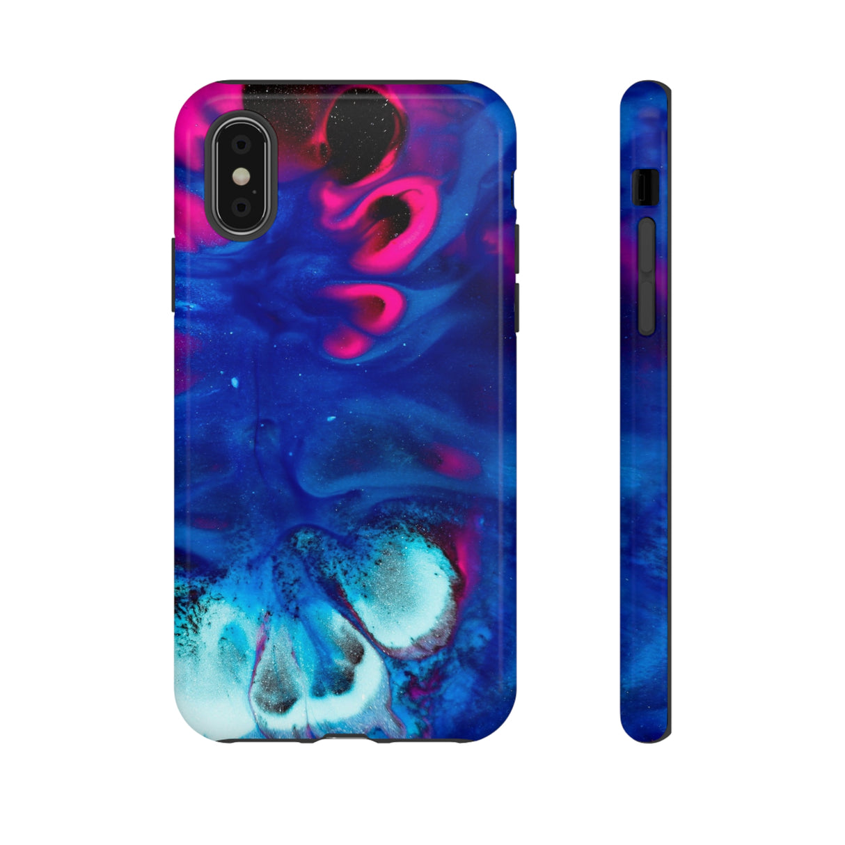 Bright Dark Blue Ink Art iPhone Case (Protective) iPhone X Glossy Phone Case