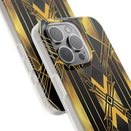 Golden Geometric Elegance iPhone 15 - Flexi Phone Case