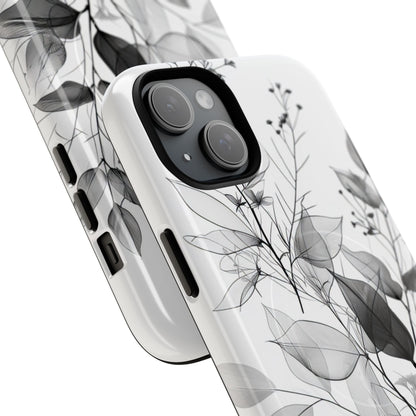 Monochrome Floral Elegance iPhone 15 | Tough+ Phone Case