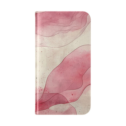 Crimson Ribbon Waves - iPhone 16 Max Case - Wallet